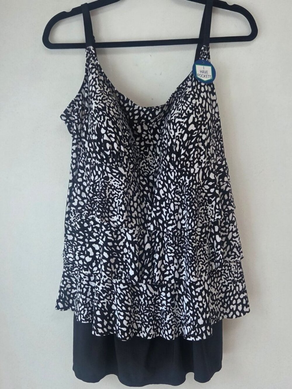 NWT Great Lengths Longitude Black White Swimsuit Swim Dress Bathing Suit 18